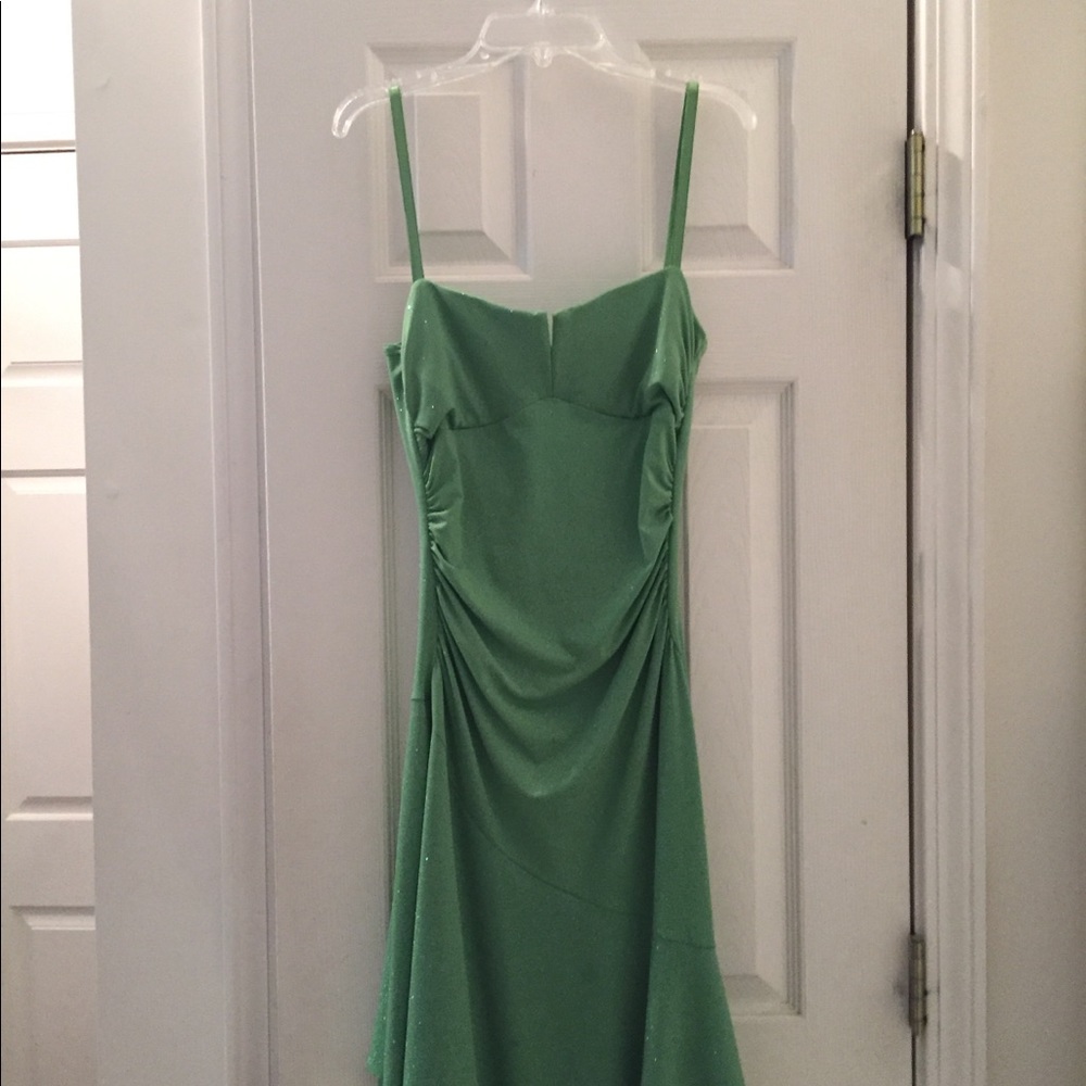 Knee Length Green Dress with Glitter Medium